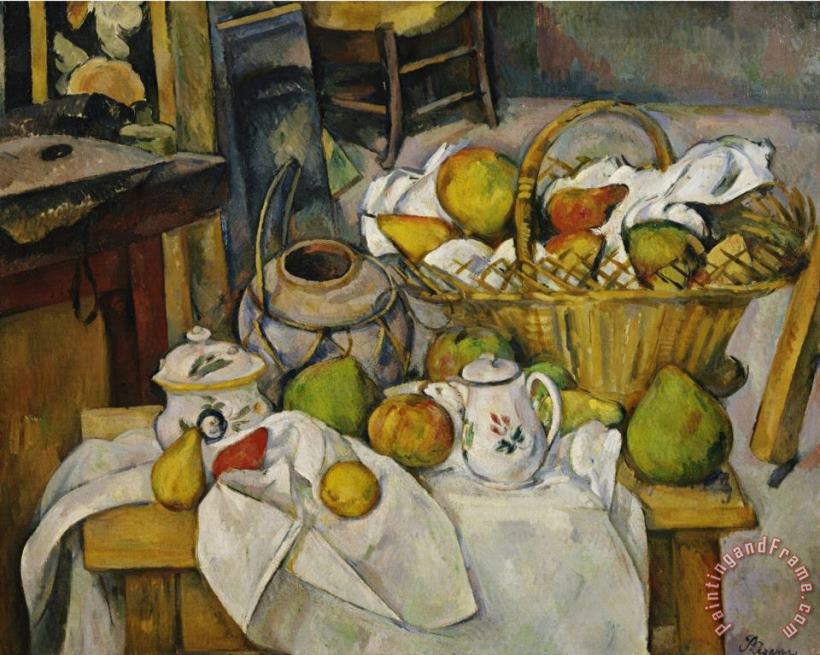 Still Life with a Basket painting - Paul Cezanne Still Life with a Basket Art Print