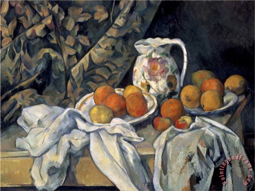 Still Life with a Curtain And Pitcher painting - Paul Cezanne Still Life with a Curtain And Pitcher Art Print