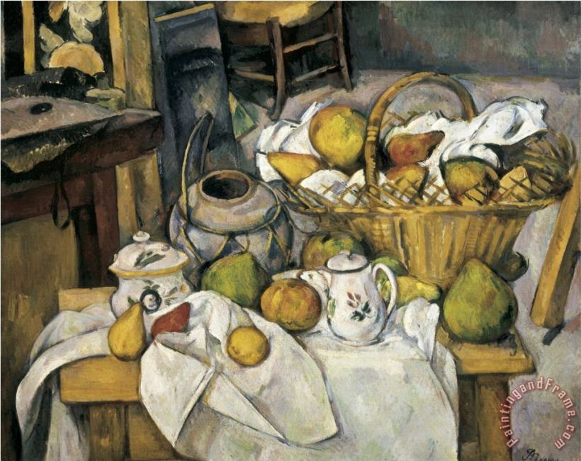 Still Life with Basket painting - Paul Cezanne Still Life with Basket Art Print