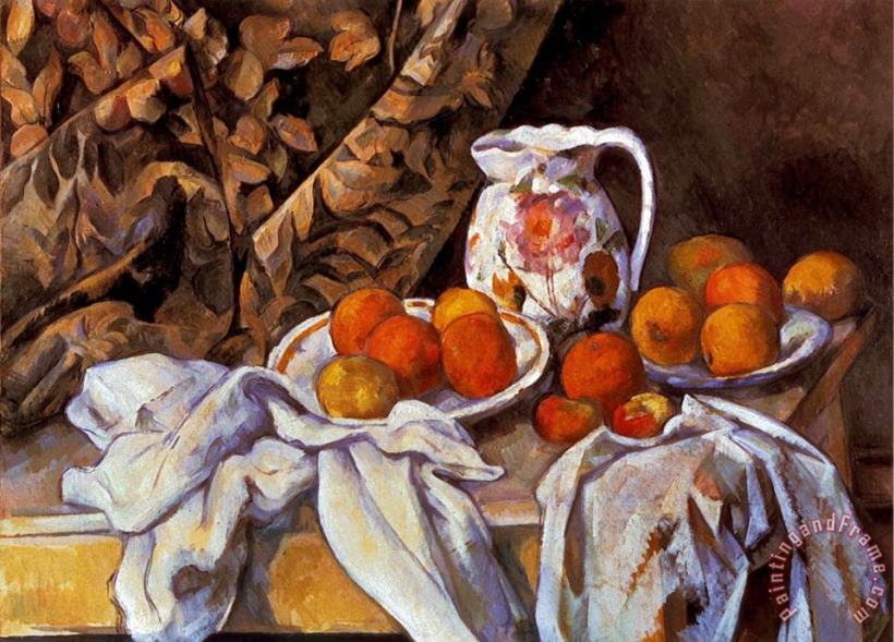 Paul Cezanne Still Life with Curtain And Pitcher Art Painting