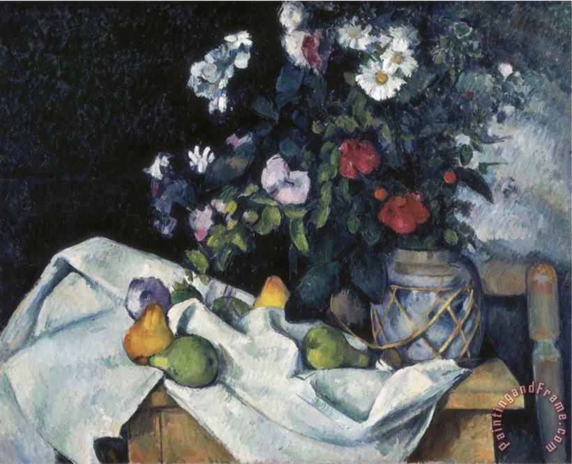 Still Life with Flowers And Fruits painting - Paul Cezanne Still Life with Flowers And Fruits Art Print
