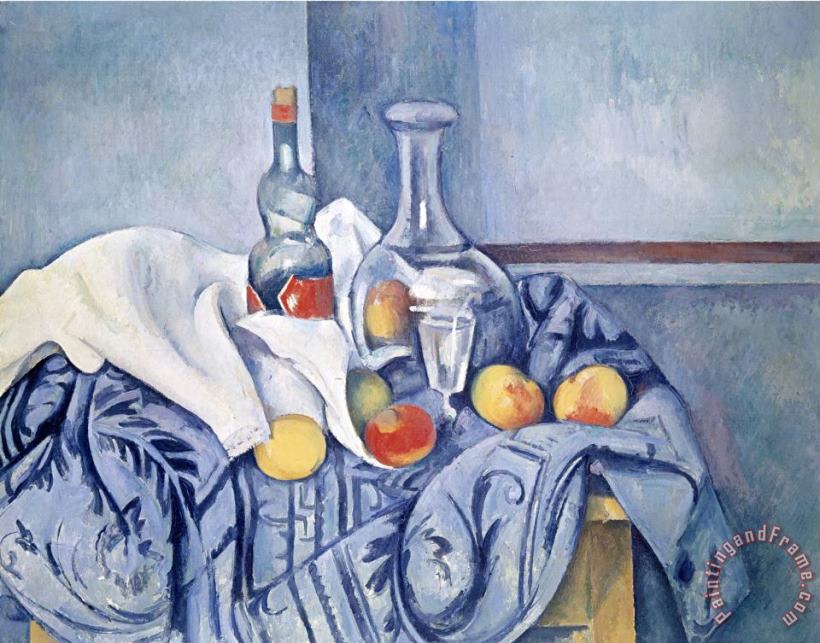 Paul Cezanne Still Life with Peaches And Bottles Art Print