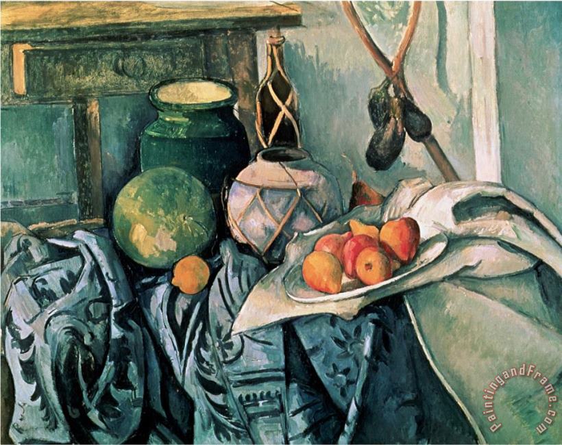 Still Life with Pitcher And Eggplant painting - Paul Cezanne Still Life with Pitcher And Eggplant Art Print
