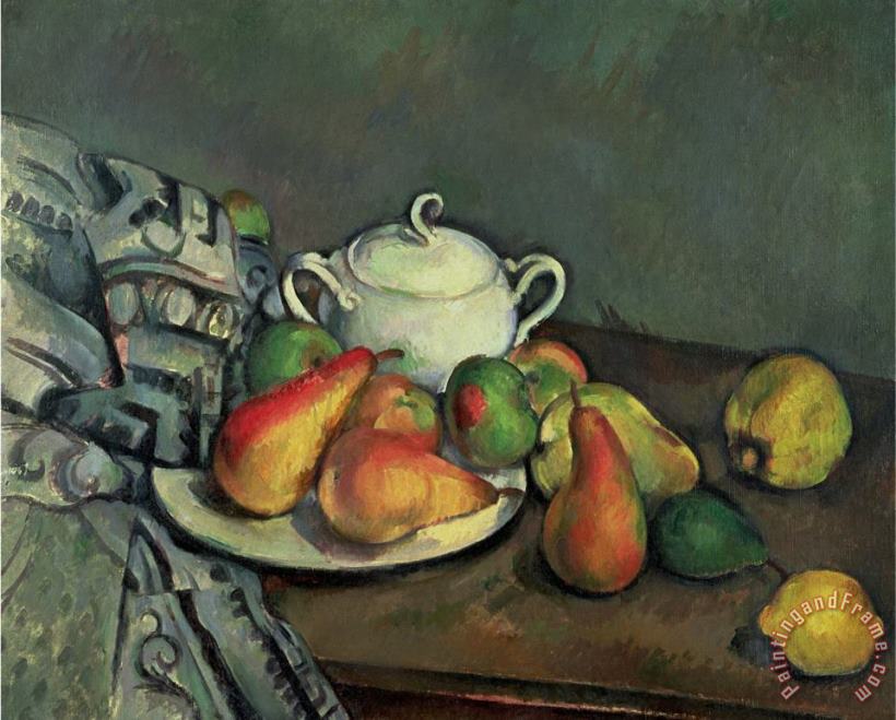 Paul Cezanne Still Life with Sugar Basin And Fruit Art Painting