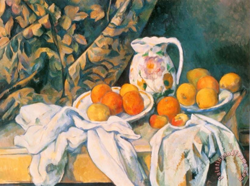 Paul Cezanne Table Pitcher And Fruit Art Painting
