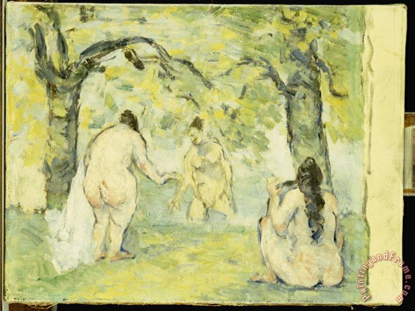 Three Bathers 1875 77 painting - Paul Cezanne Three Bathers 1875 77 Art Print