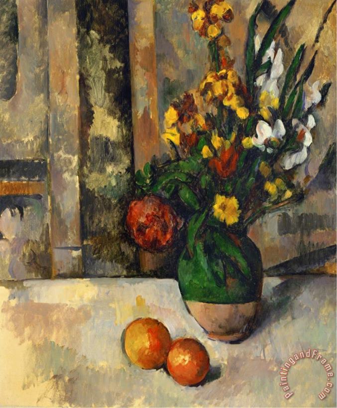 Paul Cezanne Vase And Apples Art Print