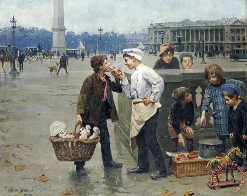 Paul Charles Chocarne Moreau The Little Traders Art Painting
