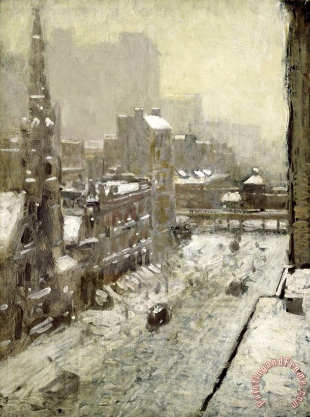 Winter in The City painting - Paul Cornoyer Winter in The City Art Print