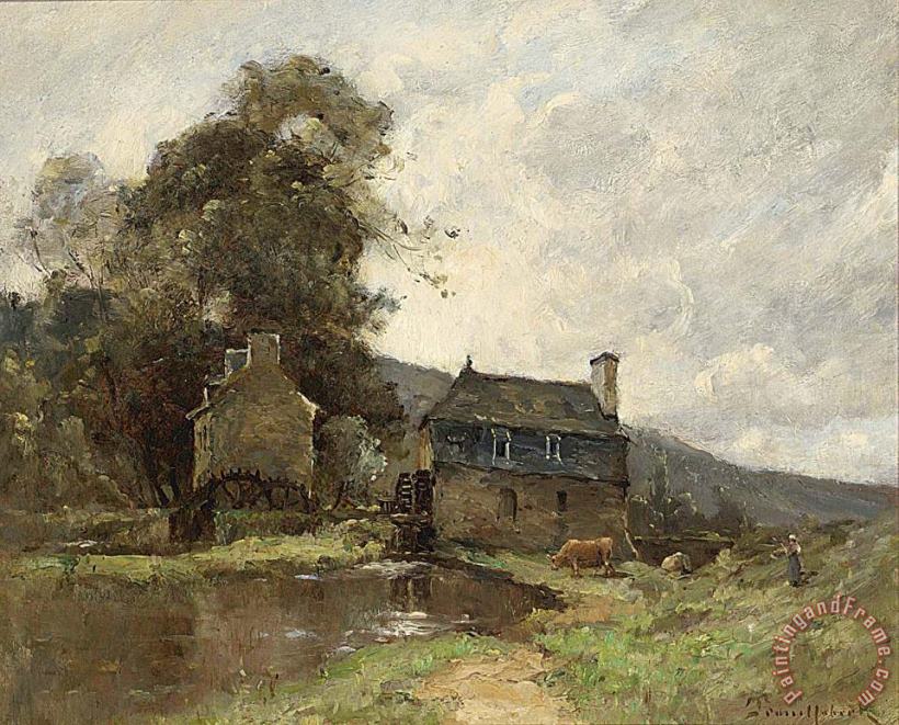 Paul Desire Trouillebert Cowherd by a Mill Art Painting