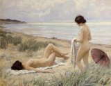 Paul Fischer - Summer on the Beach painting
