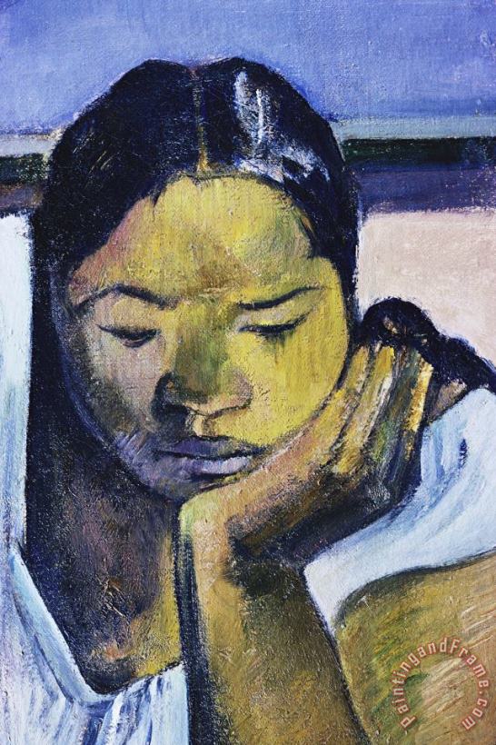 Paul Gauguin Detail of Woman From Te Faaturuma Art Print
