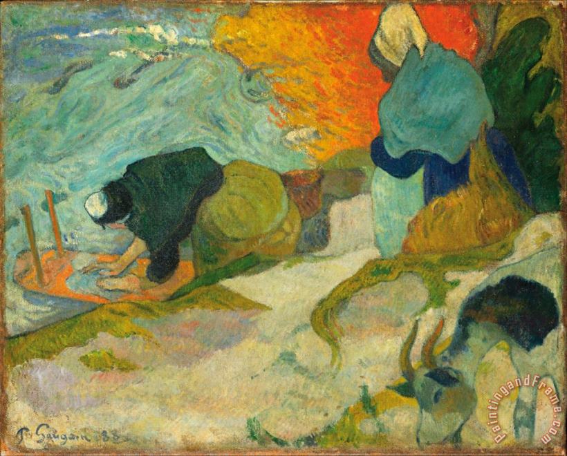 Laveuses A Arles (washerwomen in Arles) painting - Paul Gauguin Laveuses A Arles (washerwomen in Arles) Art Print