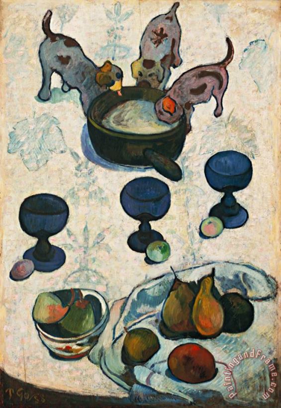Paul Gauguin Nature Morte Avec Trois Petits Chiens Art Print