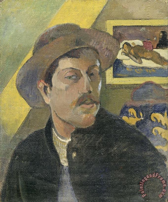 Self Portrait with a Hat painting - Paul Gauguin Self Portrait with a Hat Art Print