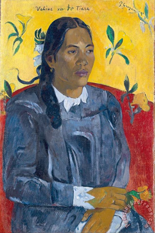 Tahitian Woman with a Flower painting - Paul Gauguin Tahitian Woman with a Flower Art Print