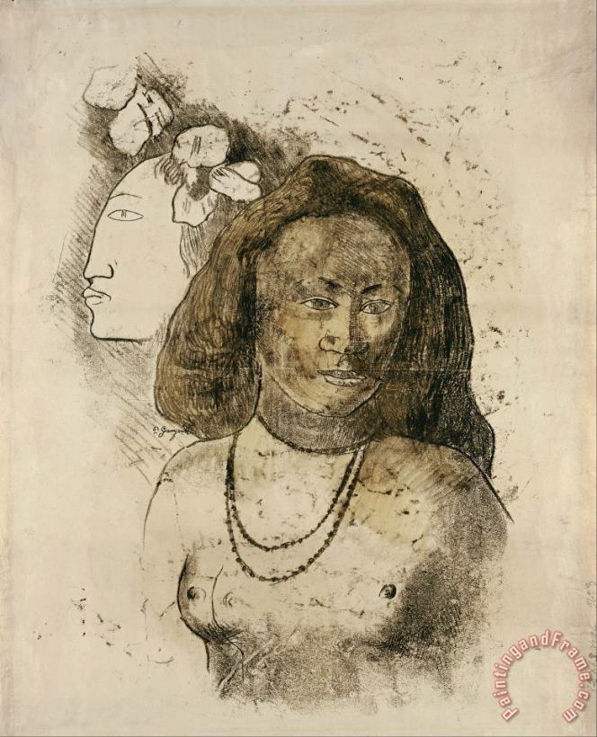 Tahitian Woman with Evil Spirit painting - Paul Gauguin Tahitian Woman with Evil Spirit Art Print