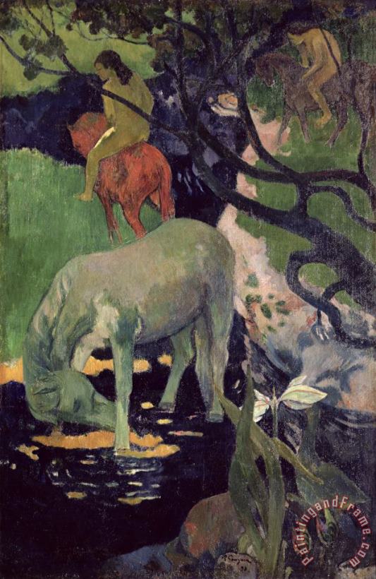 The White Horse painting - Paul Gauguin The White Horse Art Print