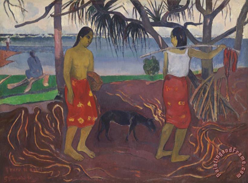 Paul Gauguin Under The Pandanus (i Raro Te Oviri) Art Print