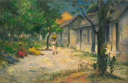 Paul Gauguin Village in Martinique (femmes Et Chevre Dans Le Village)