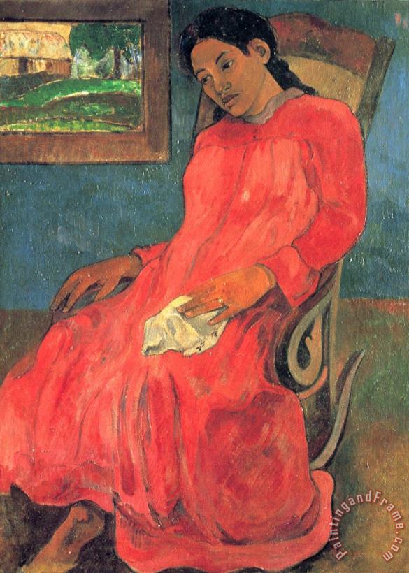 Paul Gauguin Woman in Red Dress Art Print