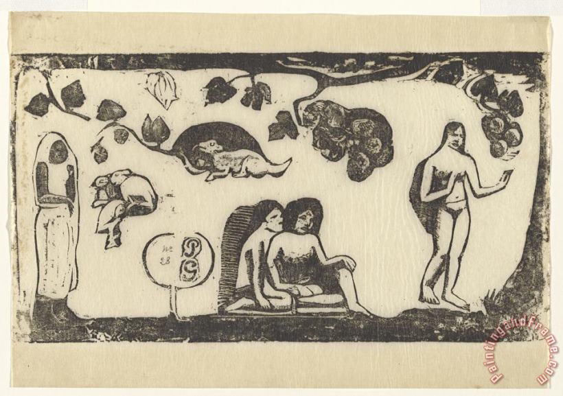 Paul Gauguin Women, Animals, And Foliage Art Print