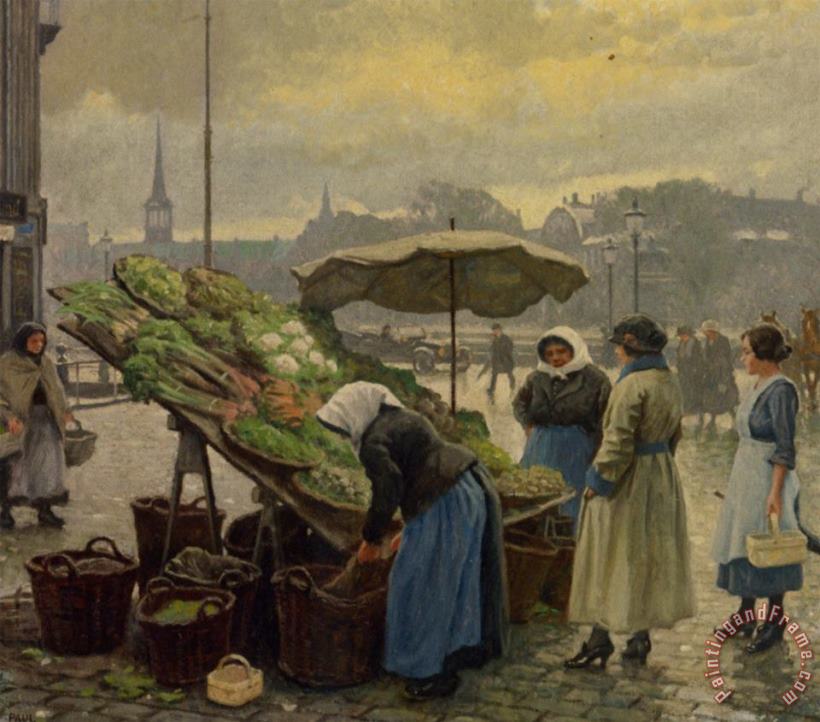 Paul Gustave Fischer At The Vegetable Market Art Painting
