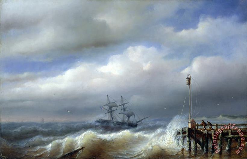 Paul Jean Clays Rough Sea in Stormy Weather Art Print
