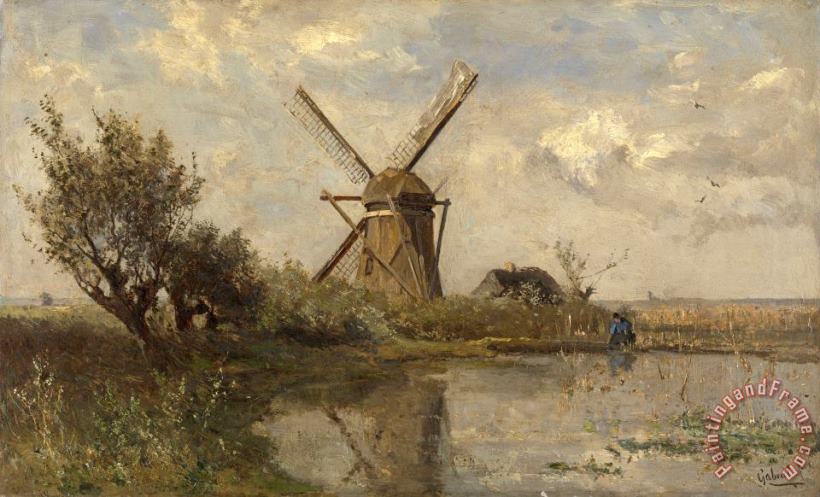 Paul Joseph Constantin Gabriel Windmill on a Pond Art Painting