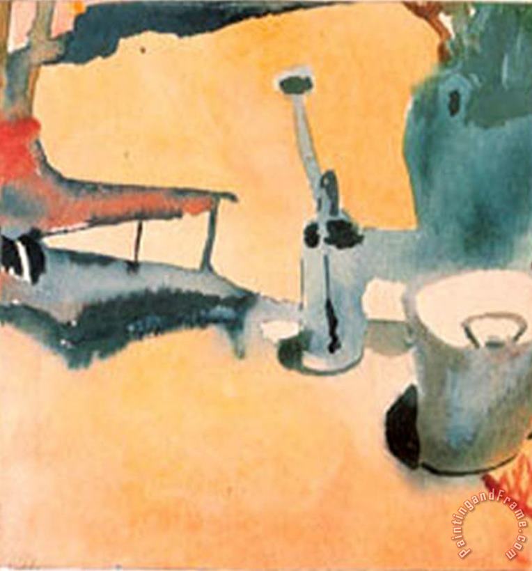 Path of Flowers Watering Can And Bucket C 1910 painting - Paul Klee Path of Flowers Watering Can And Bucket C 1910 Art Print