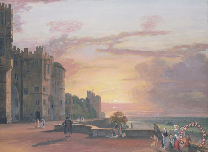 Windsor Castle North Terrace looking west at sunse painting - Paul Sandby Windsor Castle North Terrace looking west at sunse Art Print