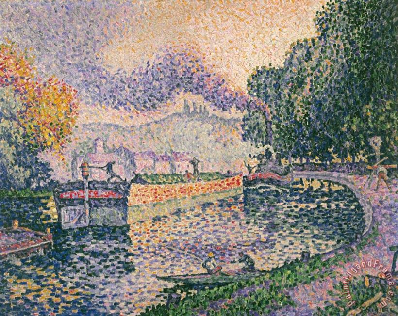 The Tugboat, Canal in Samois painting - Paul Signac The Tugboat, Canal in Samois Art Print