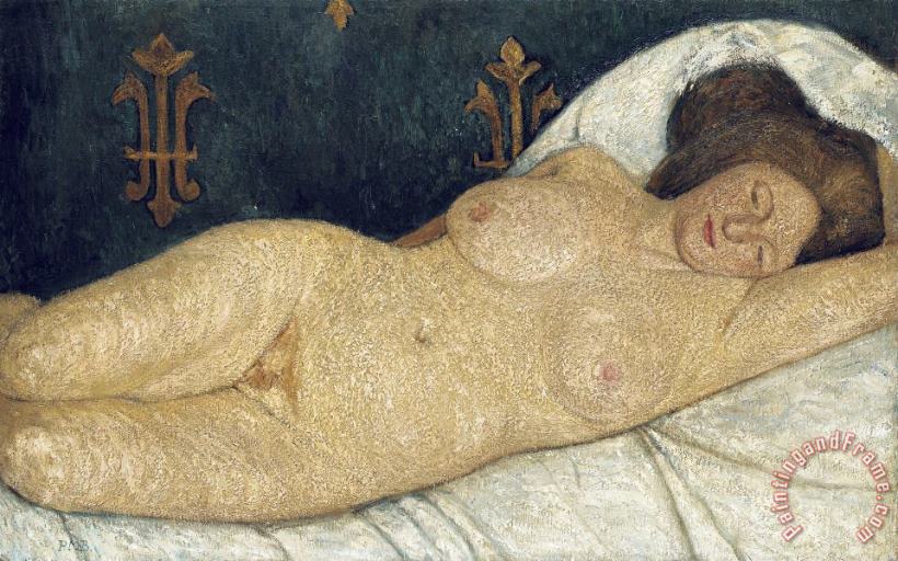 Reclining female nude painting - Paula Modersohn-Becker Reclining female nude Art Print