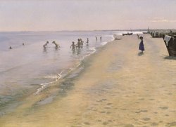 Peder Severin Kroyer - Summer Day at the South Beach of Skagen painting