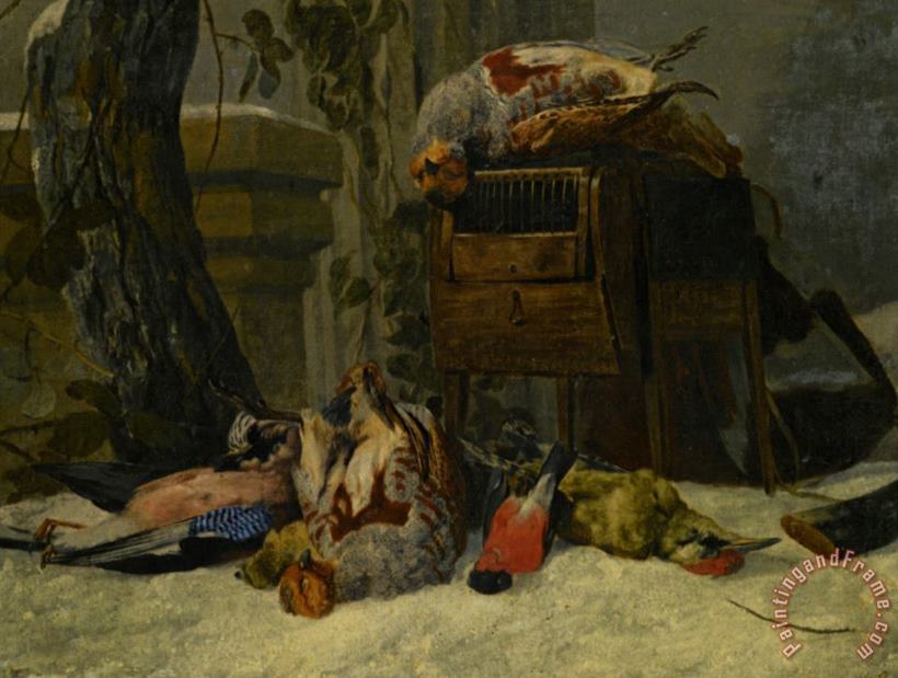 Peeter Boel Still Life with Dead Game And Songbirds in The Snow Art Painting