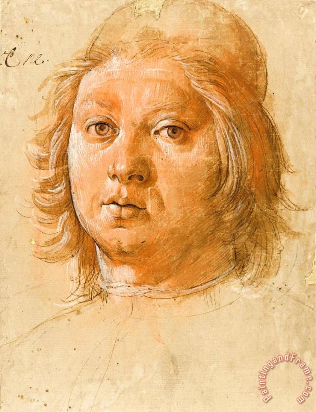 Perugino Head of a Young Man Wearing a Beret Art Print