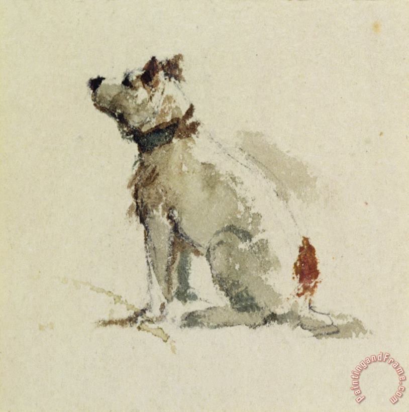 Peter de Wint  A Terrier - sitting facing left Art Print
