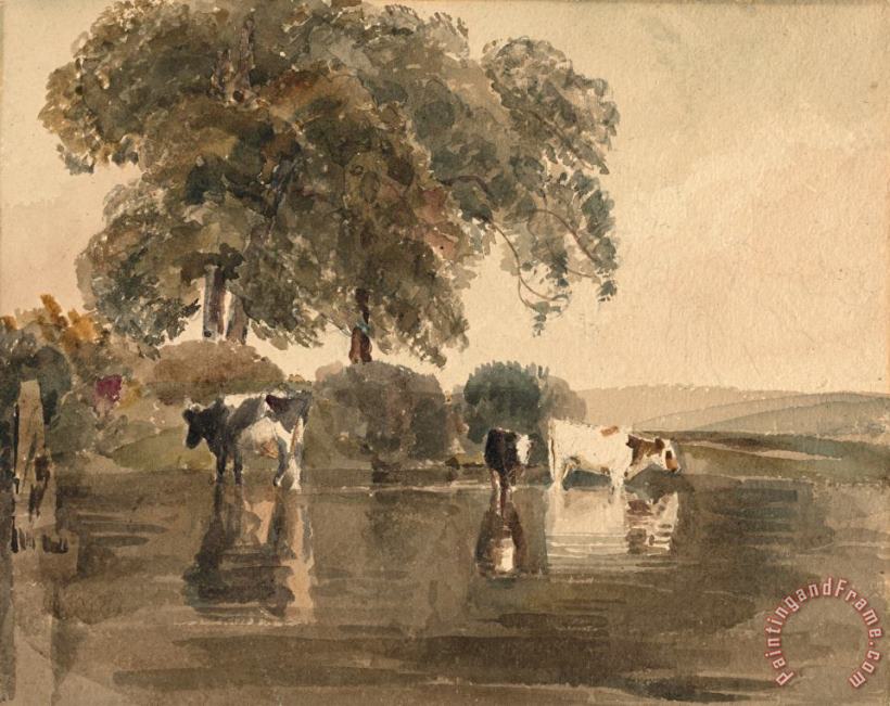 Peter de Wint Cows in a Pool Art Painting