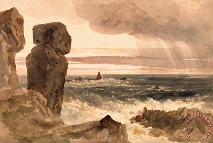 Peter de Wint Seascape with Rocks Lizard, Cornwall Art Print