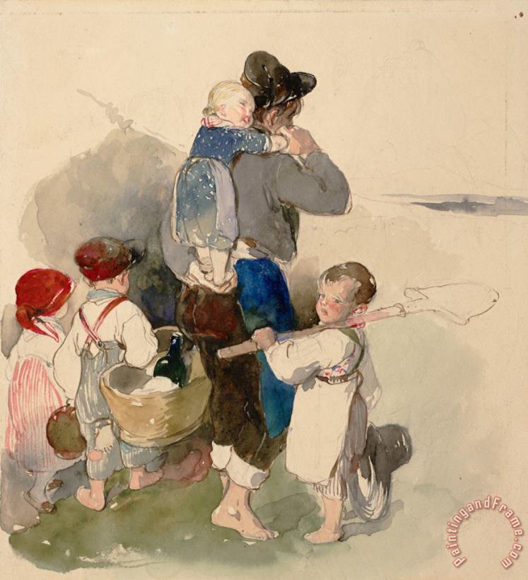 Children on Their Way to Work in The Fields, 1840 painting - Peter Fendi  Children on Their Way to Work in The Fields, 1840 Art Print