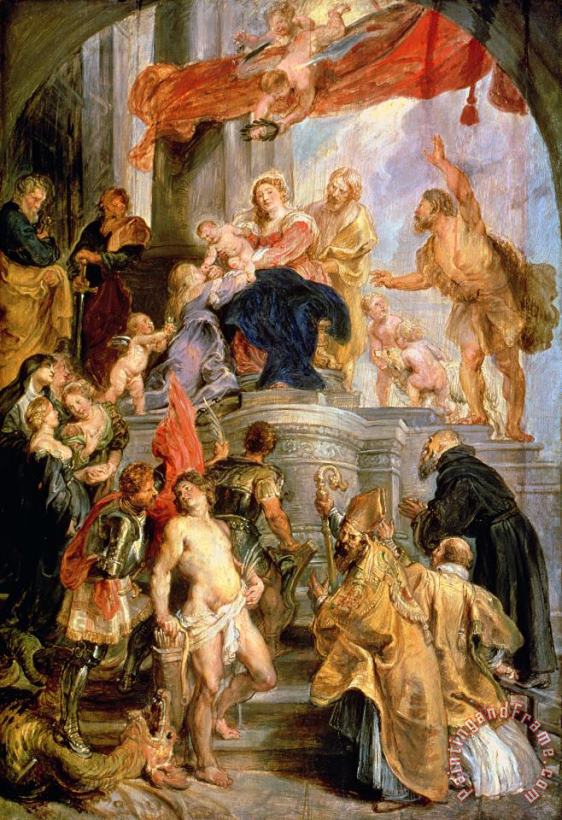 Peter Paul Rubens Enthroned Madonna with Child, Encircled by Saints Art Painting