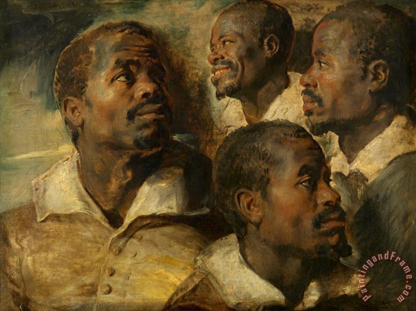 Four Studies of a Head of a Moor painting - Peter Paul Rubens Four Studies of a Head of a Moor Art Print