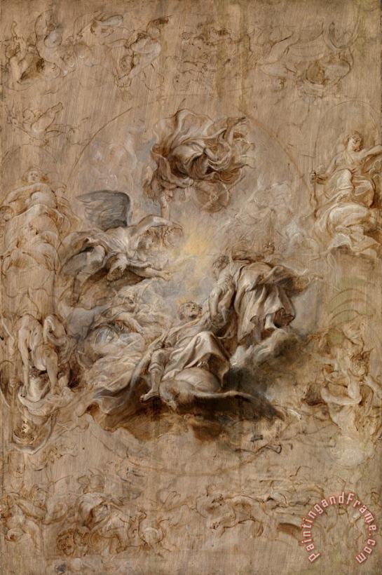Multiple Sketch for The Banqueting House Ceiling painting - Peter Paul Rubens Multiple Sketch for The Banqueting House Ceiling Art Print