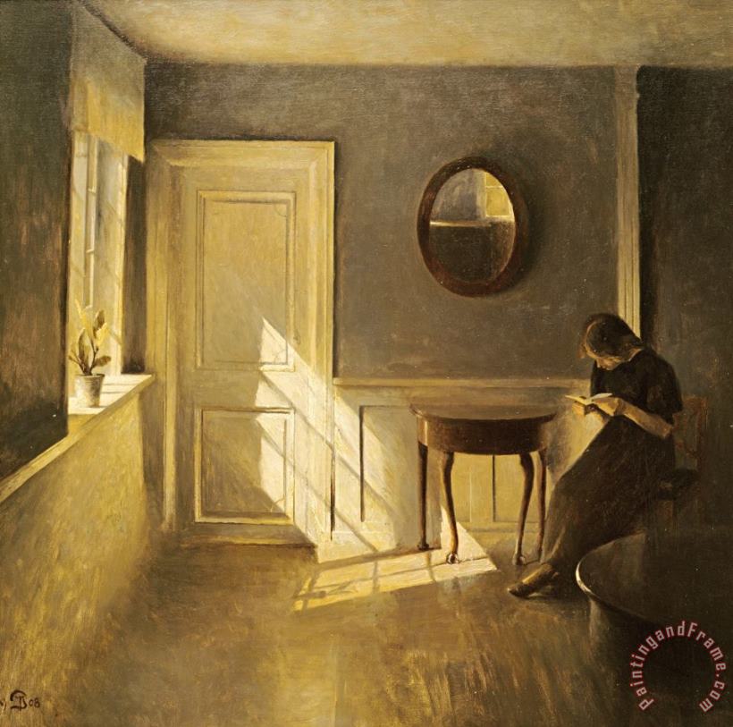 Peter Vilhelm Ilsted A Girl Reading in an Interior Art Painting