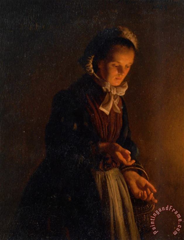 A Servant Girl by Candle Light painting - Petrus Van Schendel A Servant Girl by Candle Light Art Print
