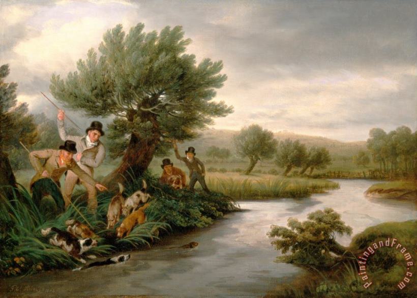 Spearing The Otter painting - Philip Reinagle Spearing The Otter Art Print
