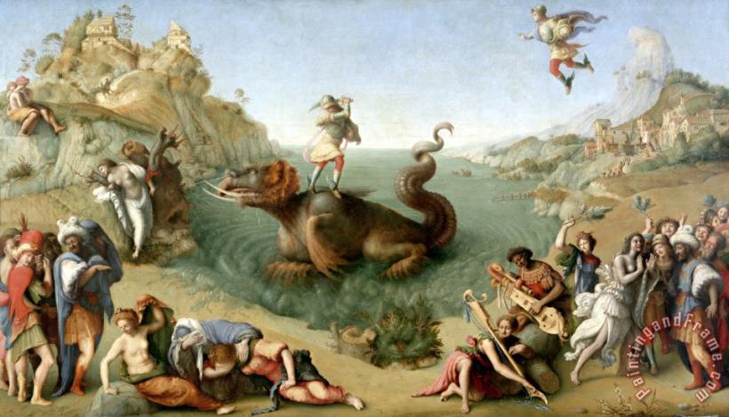 Andromeda Freed by Perseus (with Perseus Slaying The Dragon) painting - Piero di Cosimo Andromeda Freed by Perseus (with Perseus Slaying The Dragon) Art Print