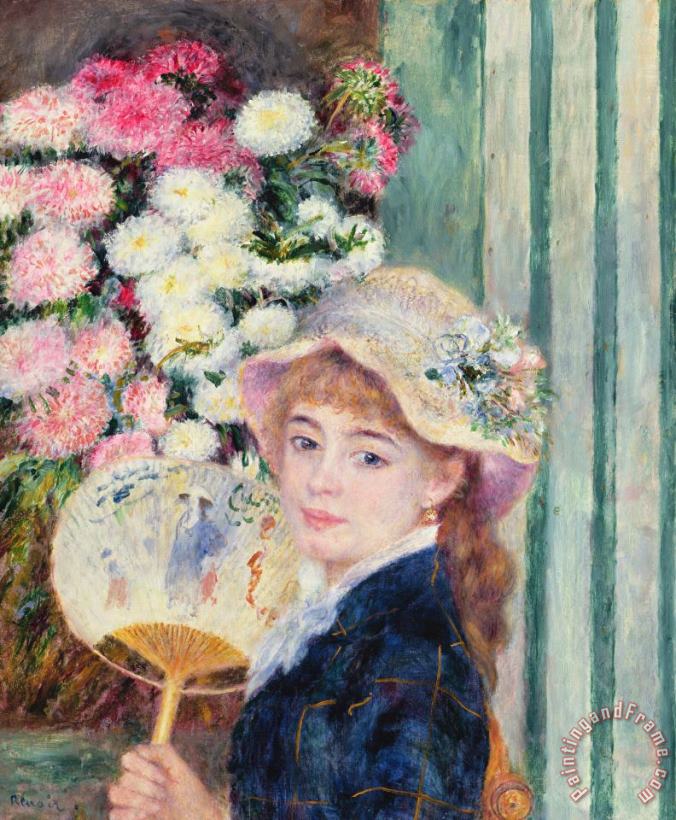 A French Girl with a Fan painting - Pierre Auguste Renoir A French Girl with a Fan Art Print