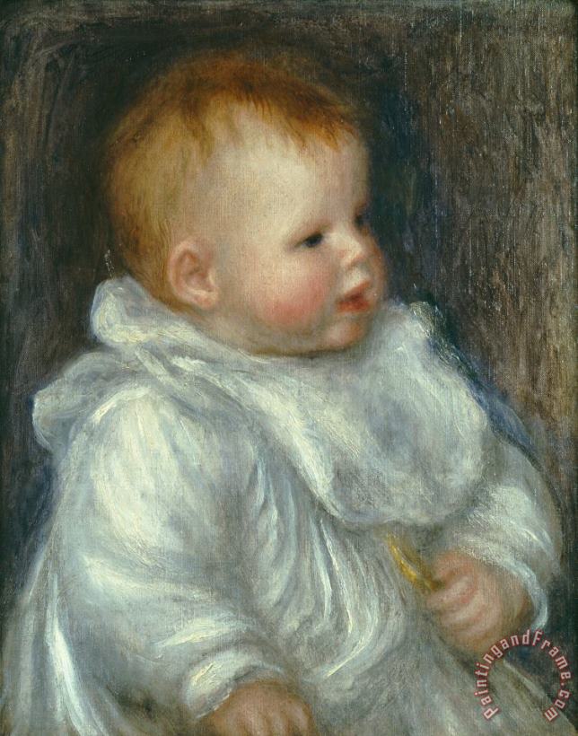 Pierre Auguste Renoir A Portrait of Coco Against a Blue Background Art Print
