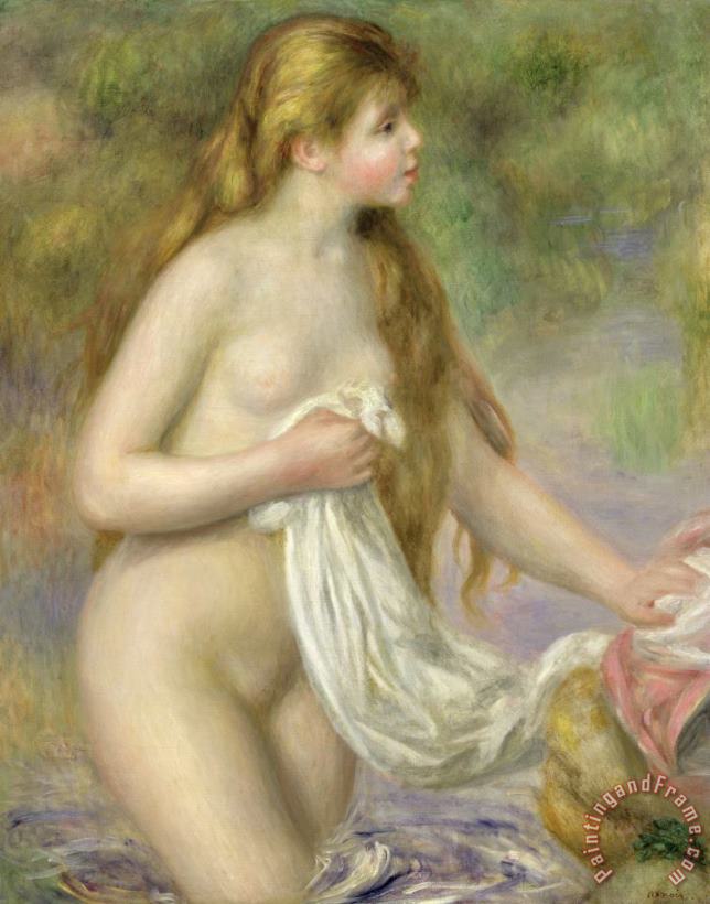 Pierre Auguste Renoir Bather with Long Hair Art Painting